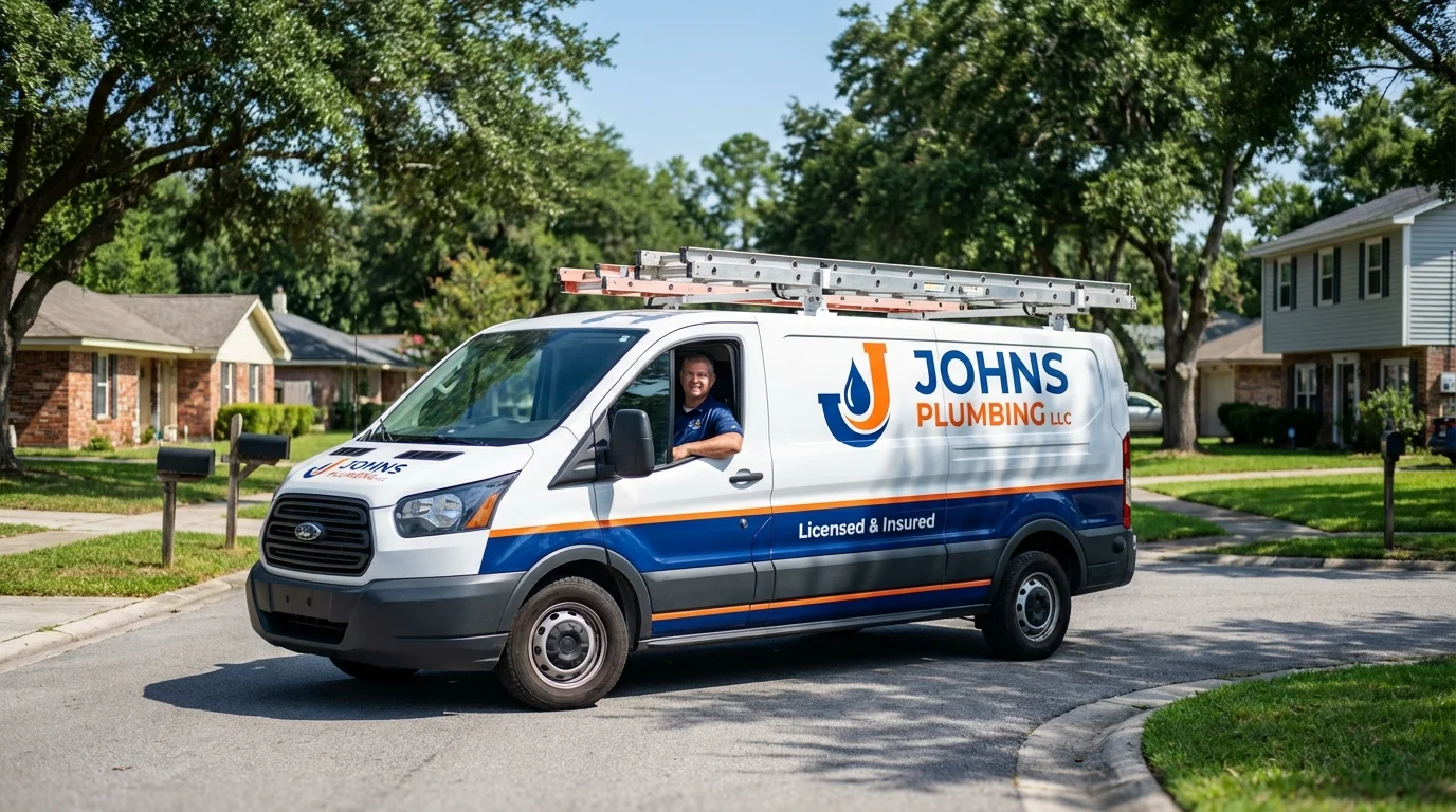 Johns Plumbing LLC service van in Johnston City, IL