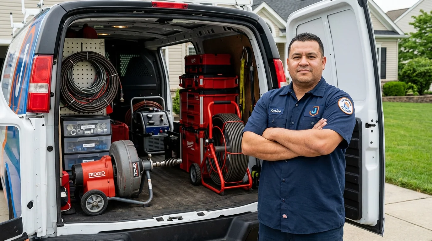 Professional drain cleaning equipment and Johns Plumbing LLC plumber in Johnston City