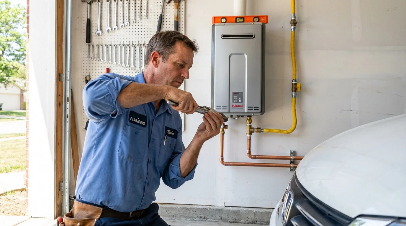 Tankless water heater installation by a Johns Plumbing LLC plumber in Johnston City